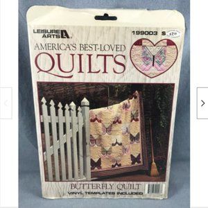 New in Pkg Vtg 1993 Leisure Arts Butterfly Quilt Vinyl Template